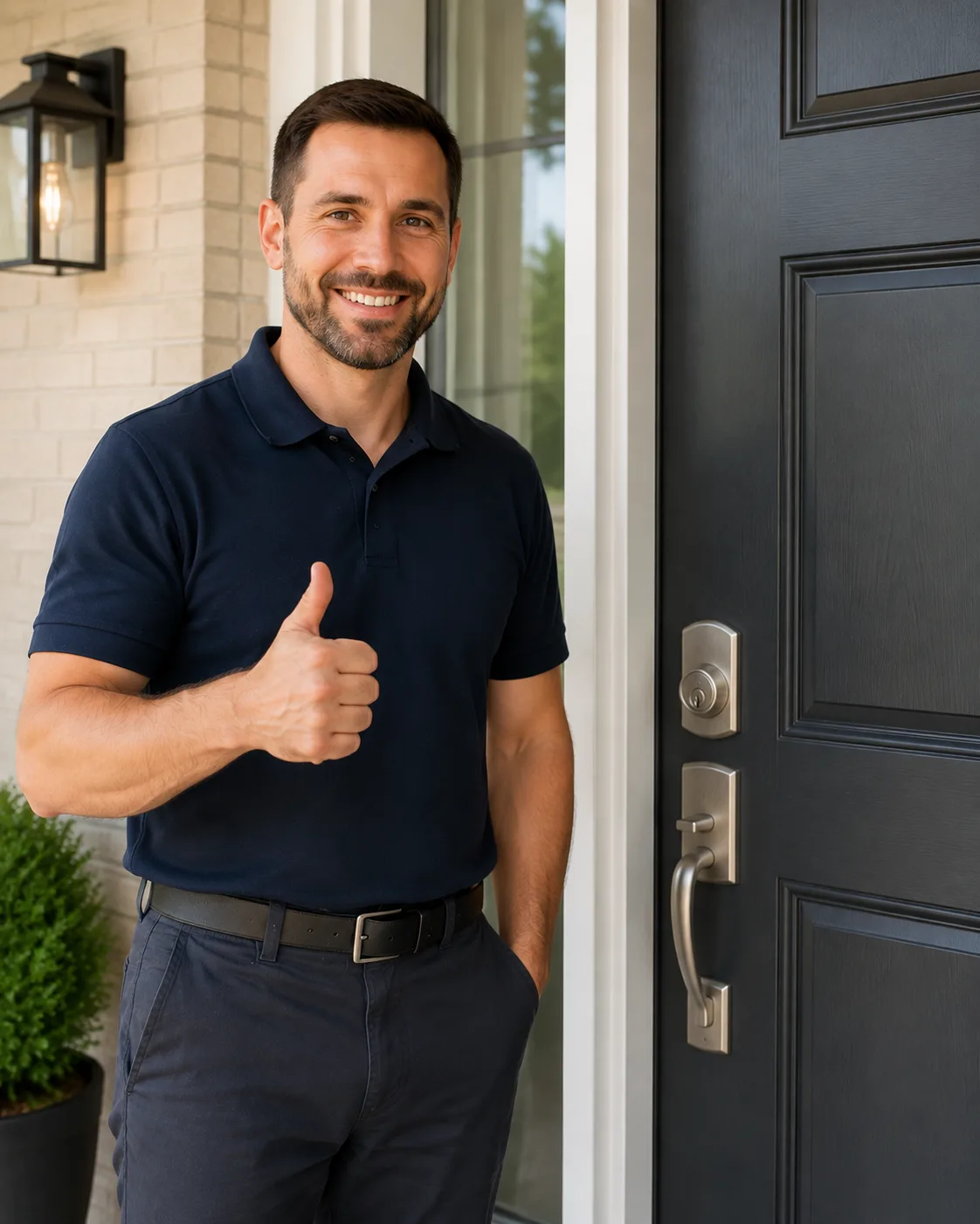 Locksmith testing a newly installed deadbolt