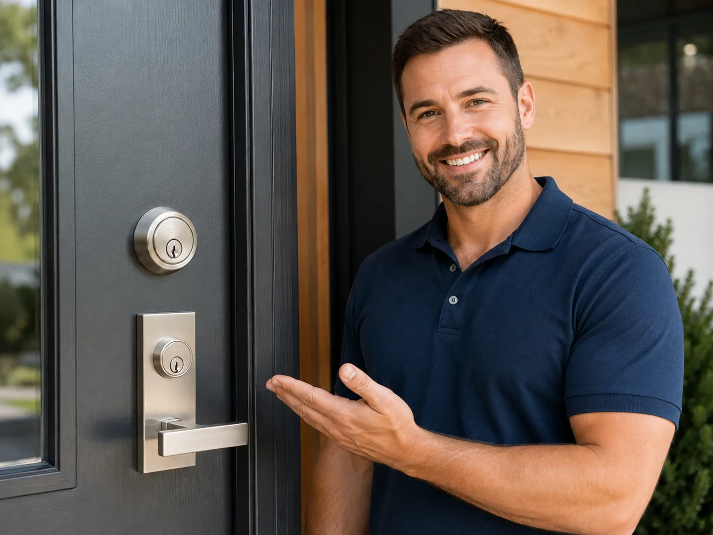 High-security lock installed on a residential or commercial door