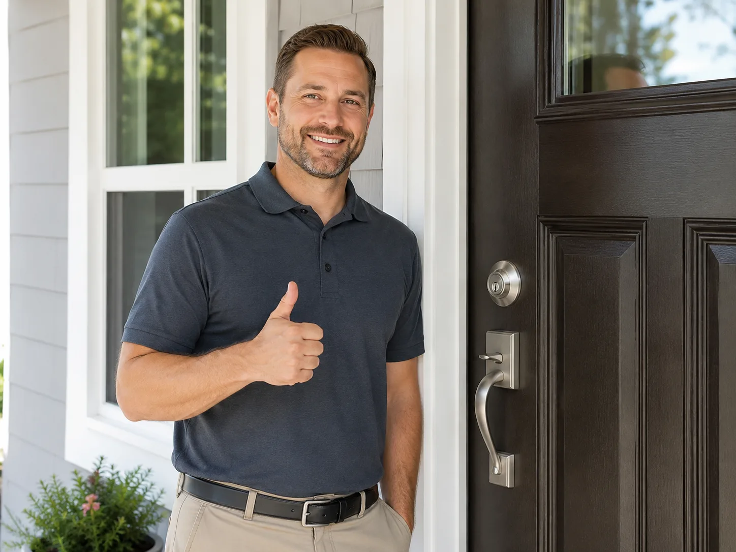 Locksmith installing a high-security lock