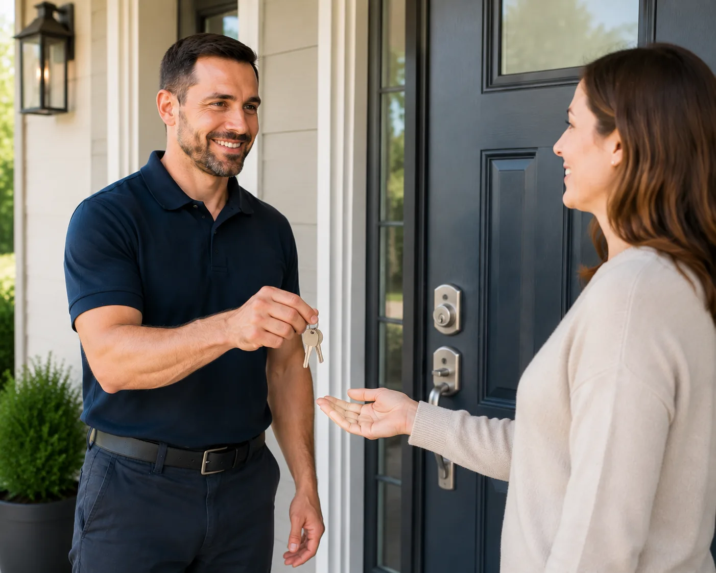 Locksmith testing a high-security door lock
