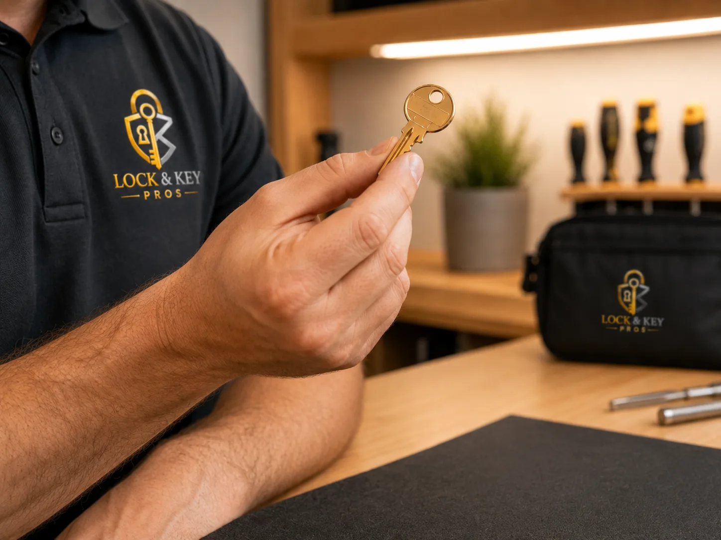 Locksmith helping with a broken key during a house lockout