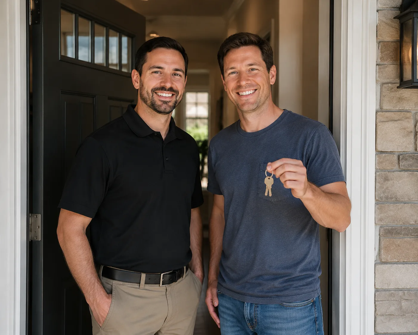 Residential locksmith completing a house lockout service