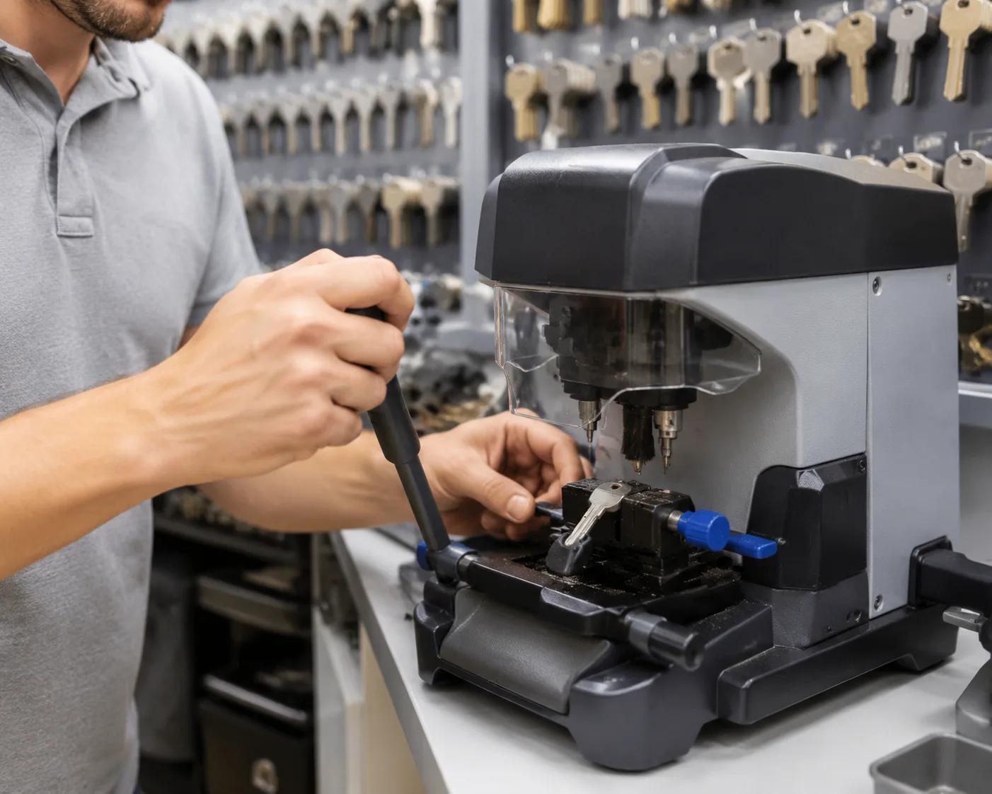 Locksmith providing residential key duplication service